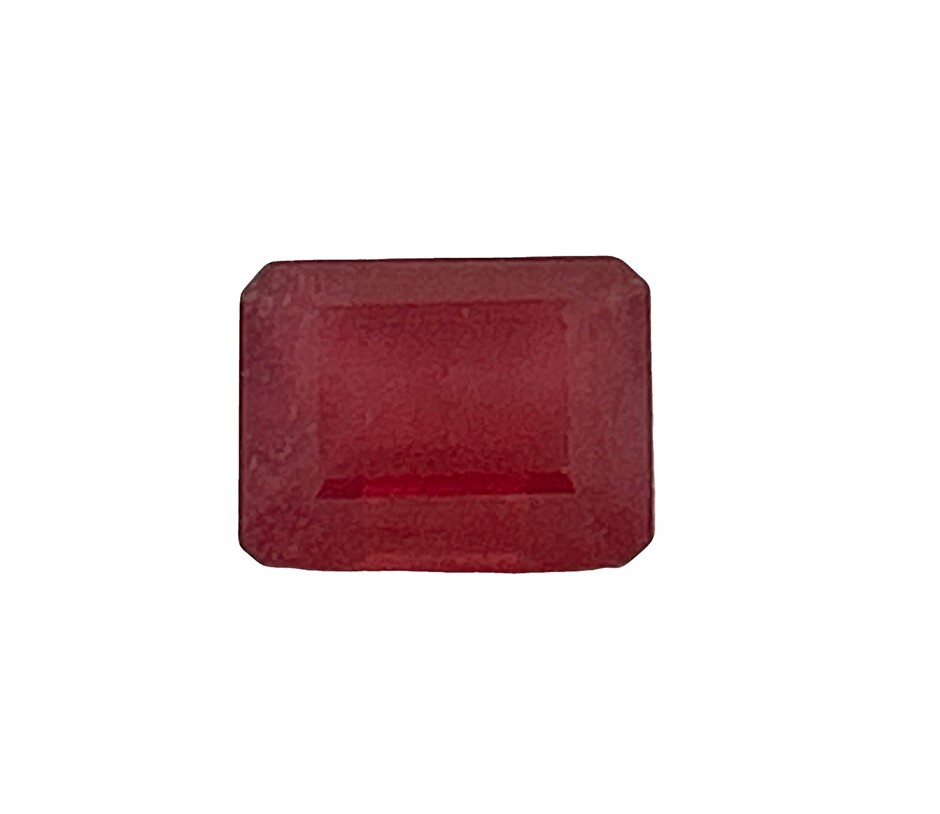 3.76ct Medium Dark Emerald Cut Glass-Filled Ruby
