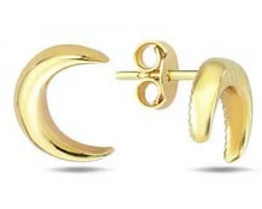 9K Yellow Gold CRESENT MOON STUD EARRINGS