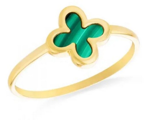 9K Yellow Gold MALACHITE PETAL RING