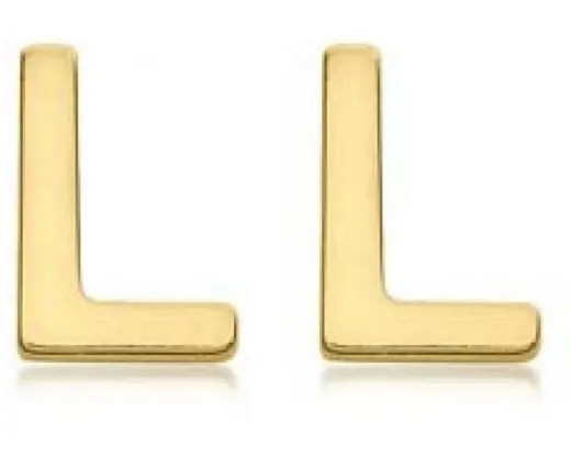 9K Yellow Gold MINI INITIAL 'L' STUD EARRINGS