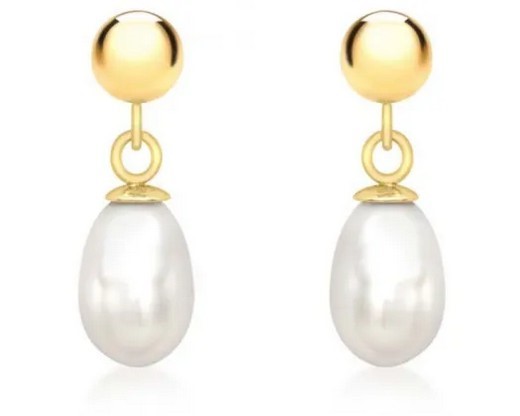 9K Yellow Gold HLW 5mm F/W PEARL DROP EARRINGS
