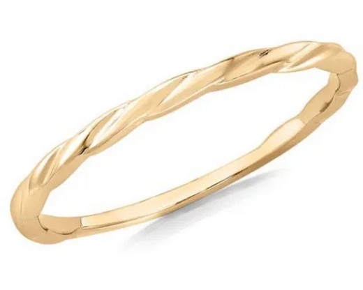 9K Yellow Gold TWIST SLIM STACKER RING