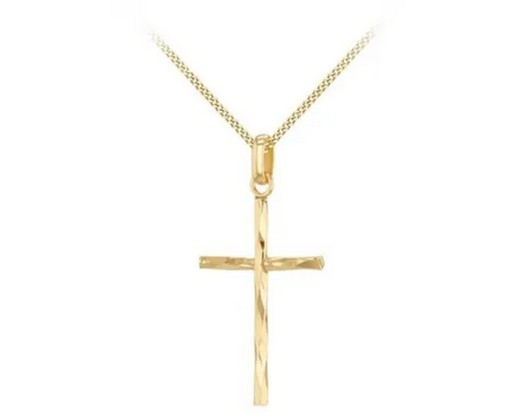 9K Yellow Gold HLW DIAMOND CUT CROSS PENDANT