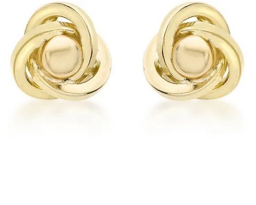 9K Yellow GOLD HLW 5mm KNOT BALL STUD EARRINGS