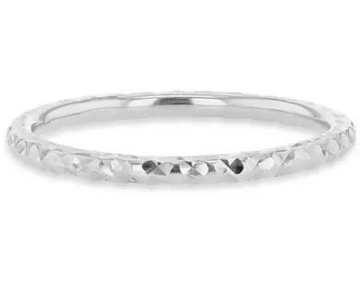 9K WHITE GOLD SOLID DIAMOND CUT STACKER RING