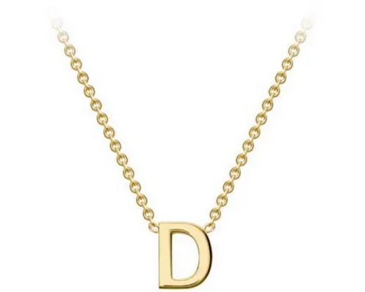 #1 9K YELLOW GOLD INITIAL 'D' NECKLACE 38+5cm