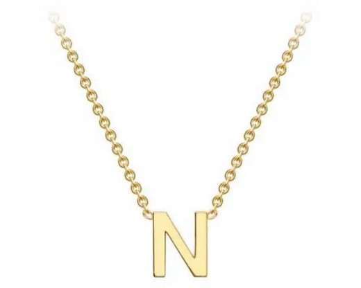 #1 9K YELLOW GOLD INITIAL 'N' NECKLACE 38+5cm