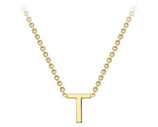 #1 9K YELLOW GOLD INITIAL 'T' NECKLACE 38+5cm