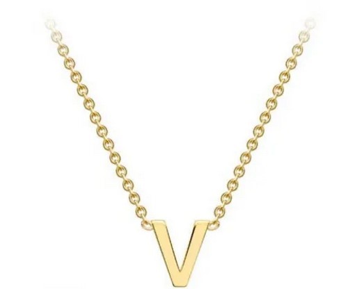 #1 9K YELLOW GOLD INITIAL 'V' NECKLACE 38+5cm