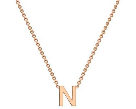#1A 9K ROSE GOLD INITIAL 'N' NECKLACE 38+5cm