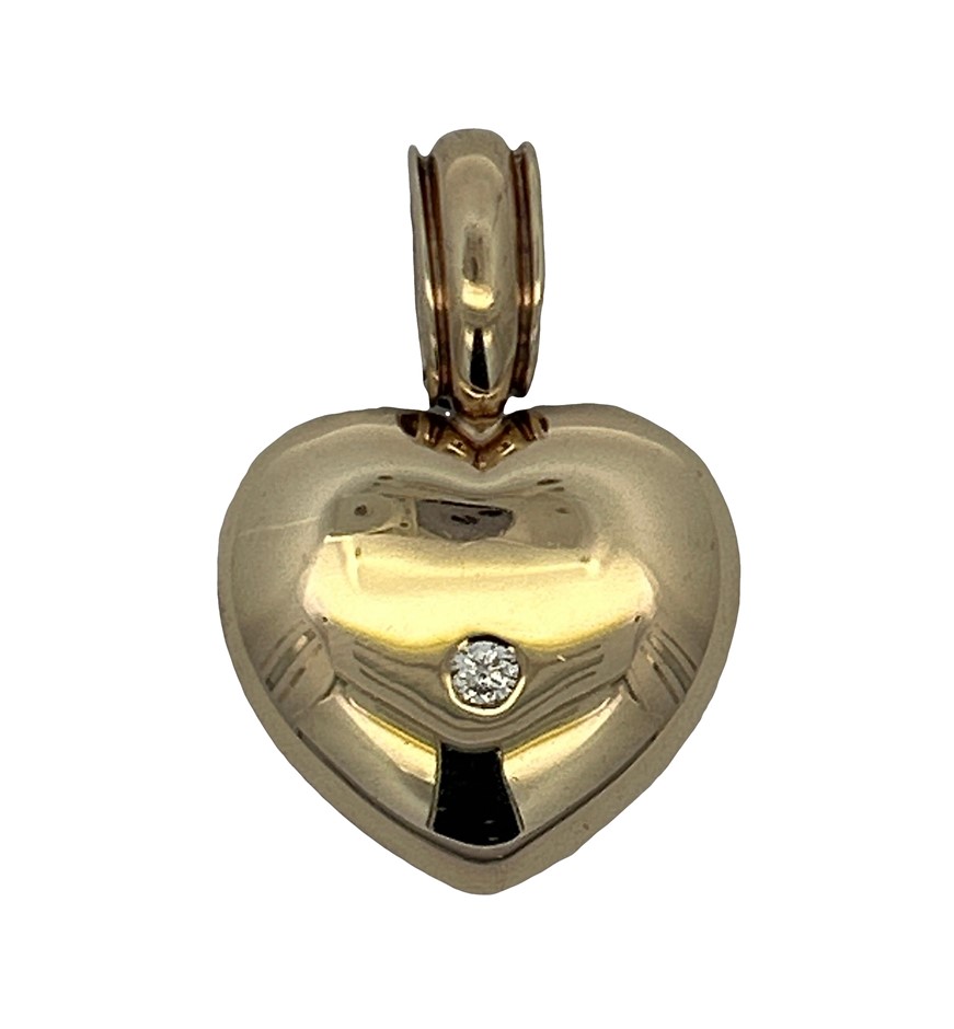 9ct Yellow Gold 0.10ct Diamond Heart Enhancer Pendant