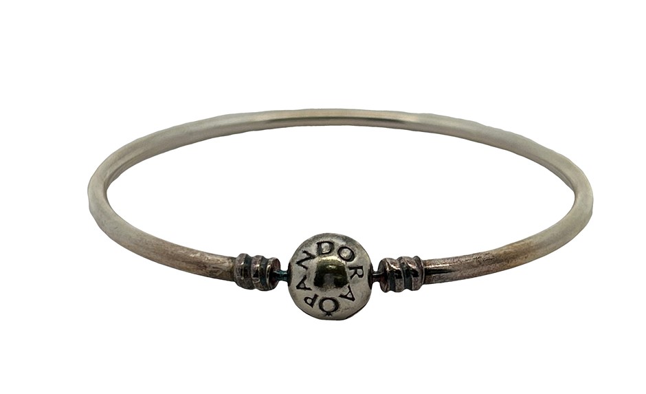 PANDORA Sterling Silver Bangle with Ball Clasp