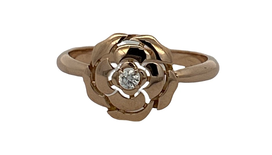 CHANEL Etrait de Camelia 18ct Rose Gold 0.05ct Diamond Ring