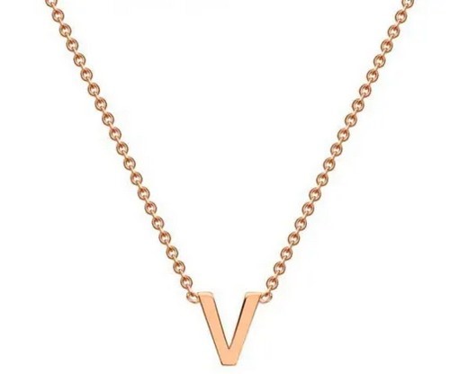 #1A 9K ROSE GOLD INITIAL 'V' NECKLACE 38+5cm