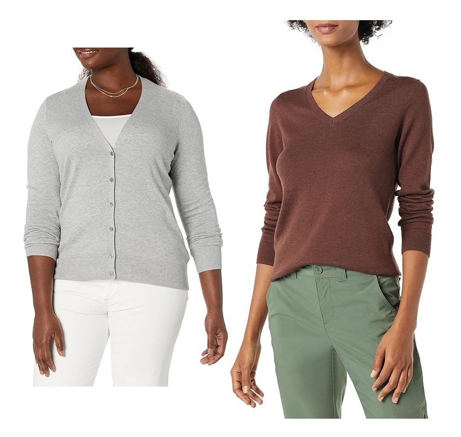 2 x AMAZON ESSENTIALS Women's Tops, Size XS, Incl: Cardigan & Sweater, Ligh