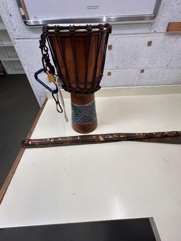 Toga single drum and traditional flute with fabric sleeve