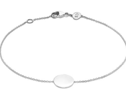 9K WHITE GOLD SOLID MINI DISC Bracelet 18+1cm
