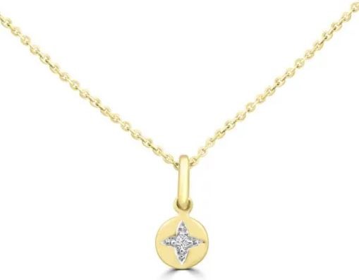 9K YELLOW GOLD 0.02ct HI SI DIAMOND DISC NECKLACE 40-45cm