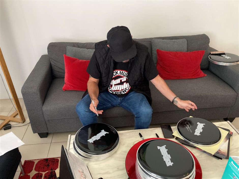 JUDAS PRIEST SIGNED DRUMSKIN