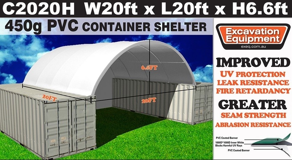 Heavy duty 20ft Container Shelter with End Wall (Unused