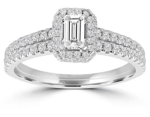 18K WHITE GOLD 1.00 CT HI I1 DIAMOND BRIDAL SET