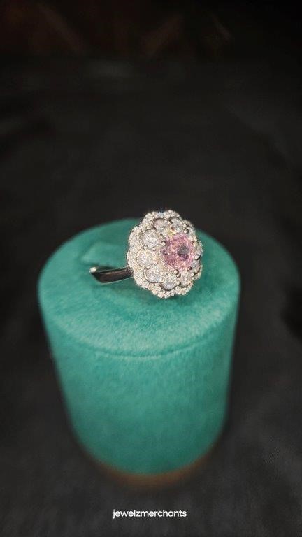 5.0ct GRA Moissanite Pink Brilliant Cut Ring (s925/Italy)