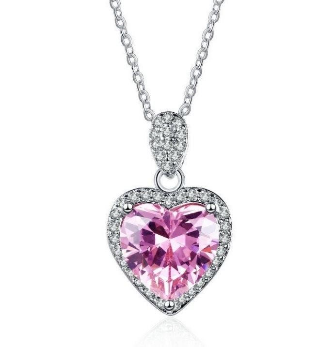 3.0ct GRA Moissanite Pink Heart Brilliant Cut Pendant(s925/Italy)