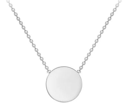 9K WHITE GOLD SOLID 10mm DISC NECKLACE 41+2cm