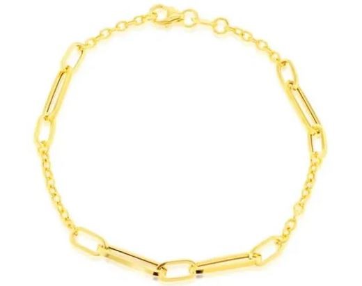 9K Yellow Gold LONG OPEN LINK STATION Bracelet 19cm