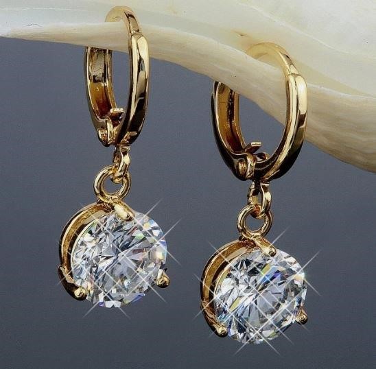 18K/Italy Stamped Yellow Gold Filled Earring & Simulated Diamonds VVS1 Cut