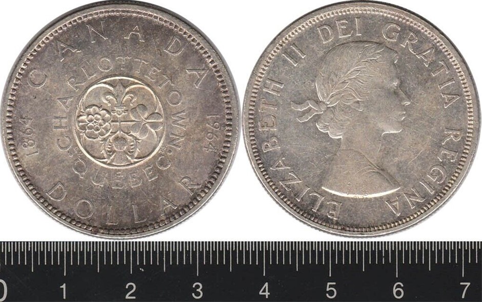 Canada: 1964 Quebec Charlottetown Centennial Silver $1