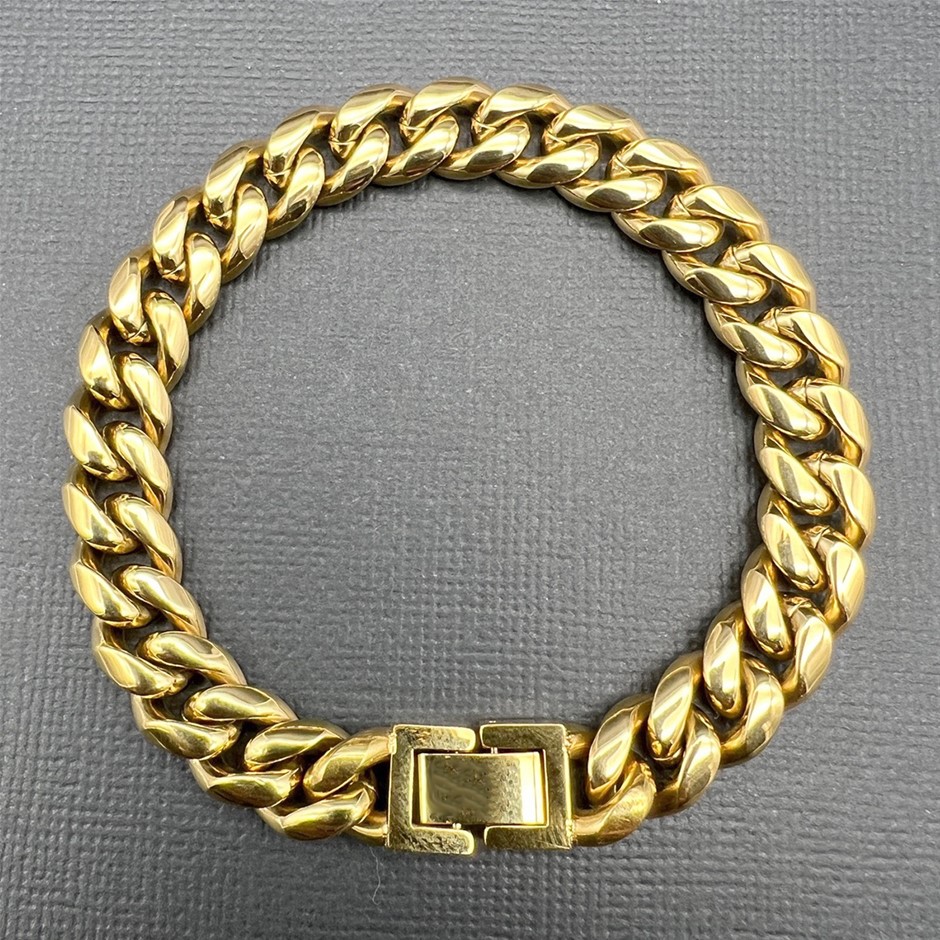 18K Gold-Filled Cuban Chain Bracelet, 10MM Wide - 20.3cm