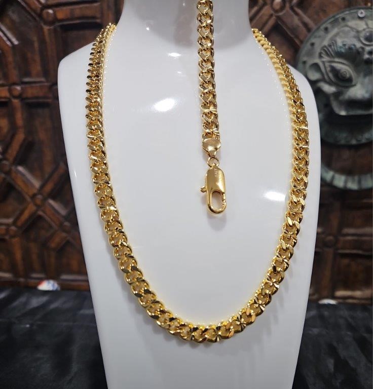 Set 22KGF/Italy Stamped  Yellow Gold Filled Chain & Bracelet-50CM-5MM