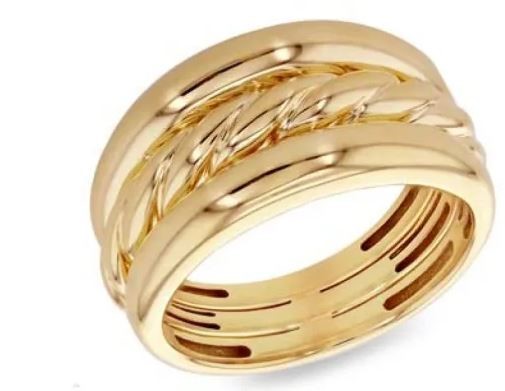 9K Yellow Gold WIDE ROPE RING