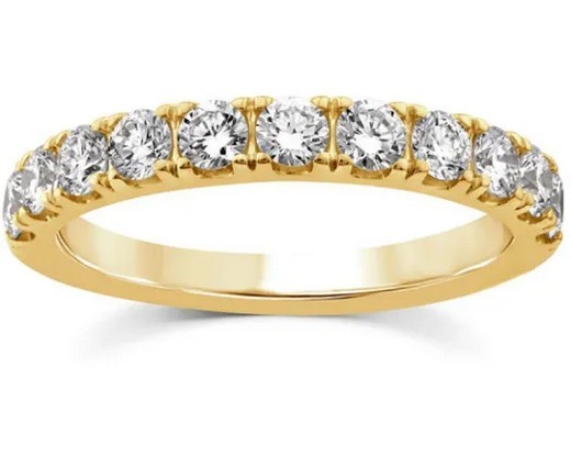 9K YELLOW GOLD 0.75ct F VS LAB DIAMOND CLAW SET BAND