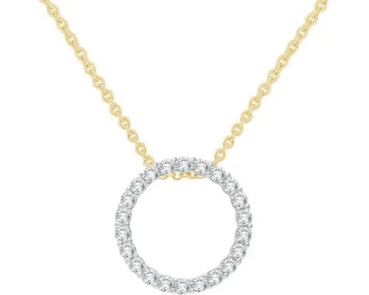 9K YELLOW GOLD 0.25ct F VS LAB DIAMOND CIRCLE NECKLACE 40+5cm