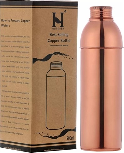 Copper Water Bottle 900 Ml, Eco-Friendly Ayurvedic Health Benefit