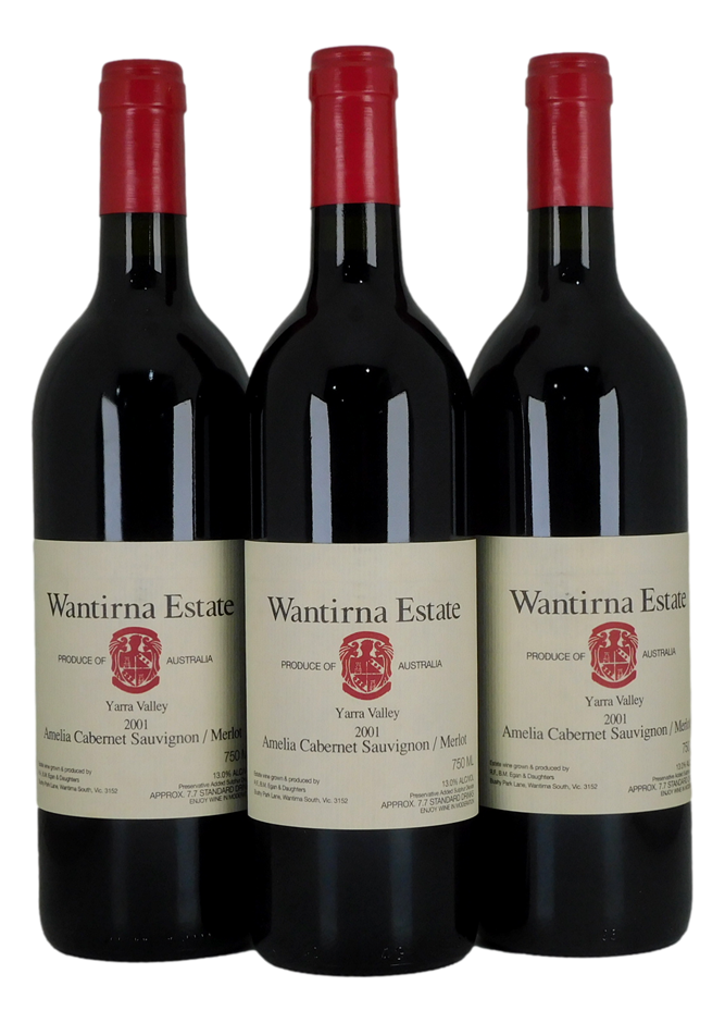Wantirna Estate Amelia Cabernet Sauvignon Merlot 2001 (3x 750mL),