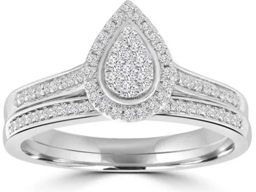 9K WHITE GOLD 0.33CT HI I1 DIAMOND RING SET