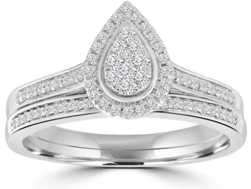 9K WHITE GOLD 0.33CT HI I1 DIAMOND RING SET