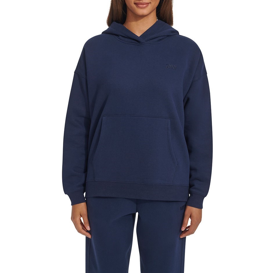 DKNY Sport Women's Tonal Fleece Hoodie, Size M, 60% Cotton, Navy (NVY).