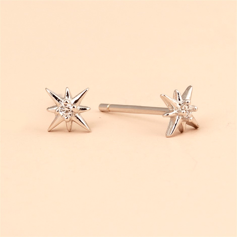 Starburst Stud 999 Sterling Silver Earrings - Silver