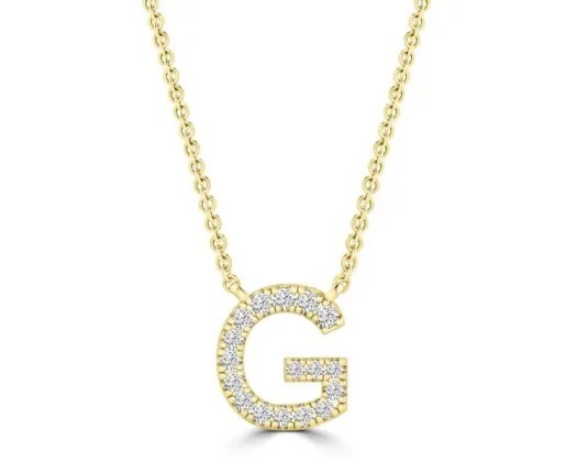 9K YELLOW GOLD 'G' 0.09 HI I1 DIAMOND NECKLACE 40+5cm