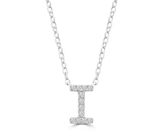 9K WHITE GOLD 'I' 0.06 HI I1 DIAMOND NECKLACE 40+5cm