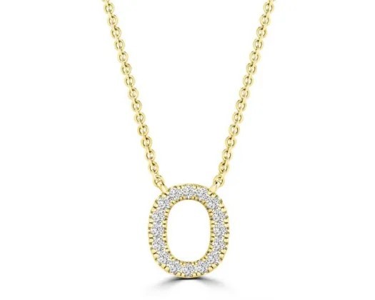 9K YELLOW GOLD 'O' 0.09 HI I1 DIAMOND NECKLACE 40+5cm