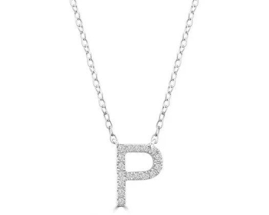 9K WHITE GOLD 'P' 0.06 HI I1 DIAMOND NECKLACE 40+5cm