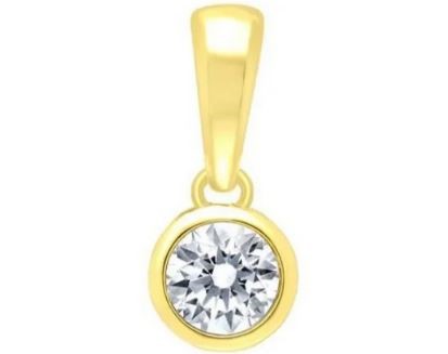 9K Yellow Gold 0.15ct HI I1 DIAMOND BEZEL PENDANT