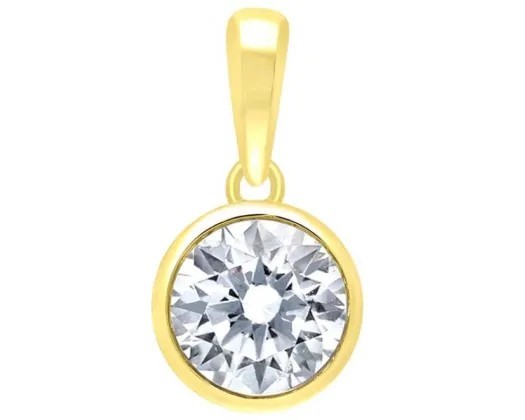 9K Yellow Gold 0.50ct HI I1 DIAMOND BEZEL PENDANT