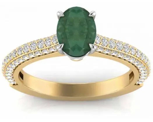 EXC 18K Yellow Gold 0.50ct HI I1 DIAMOND EMERALD RI