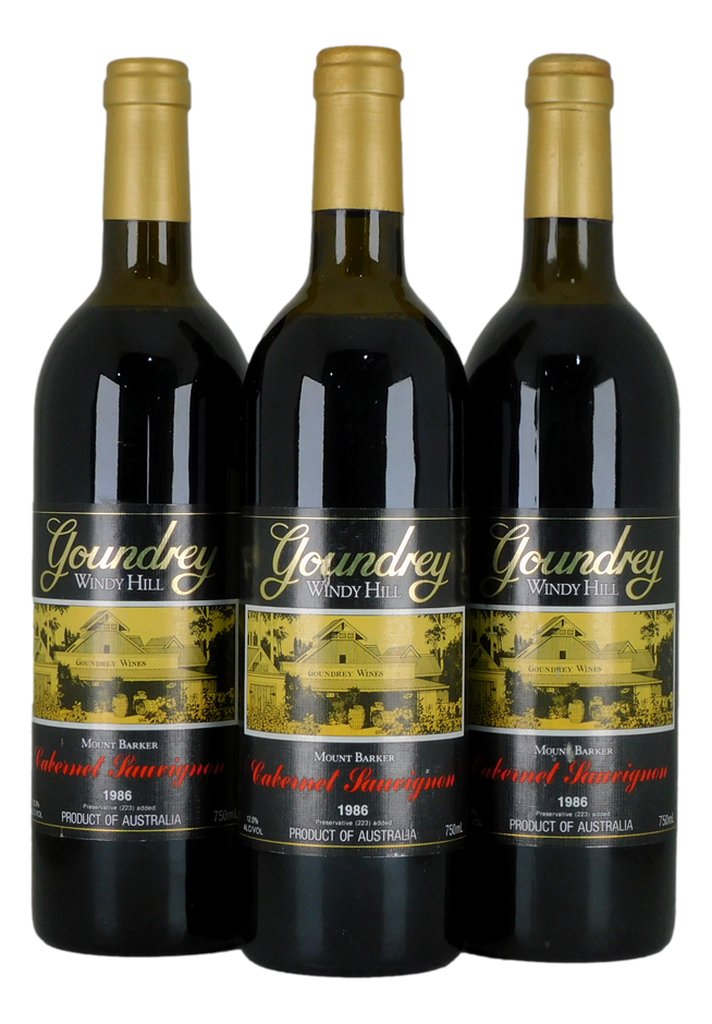 Goundrey Windy Hill Cabernet Sauvignon 1986 (3x 750mL),